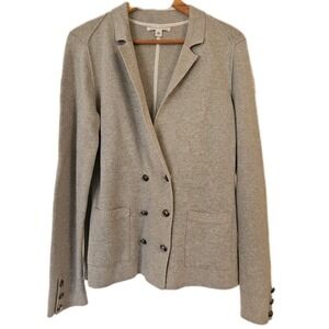 Banana Republic Double Breasted Womens Sweater Gray Large Cotton Blend